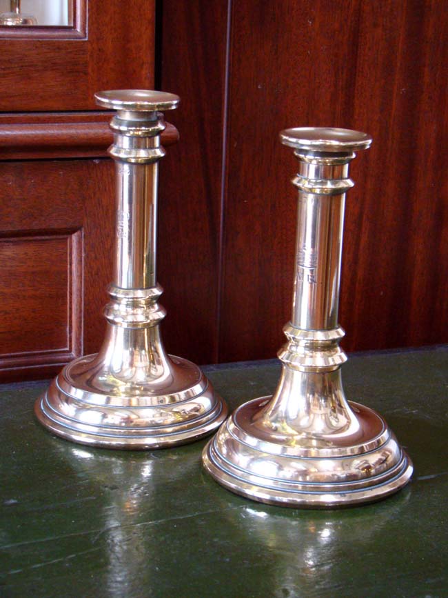 A fine pair of Britsh Army 'Cavalry' Campaign style Candlesticks circa 1860